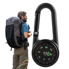 Generic Carabiner Compass - Compass Keychain with Temperature Gauge, Small Pocket Size Waterproof Gear, Survival Keychain Tool