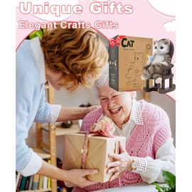 Philodwell Solar Cat Statue Garden Decor: Outdoor Indoor Figurine for Clearance Outside Lawn Porch Home Desk Decorations Desktop Accessories for Cat Lovers Mom Women