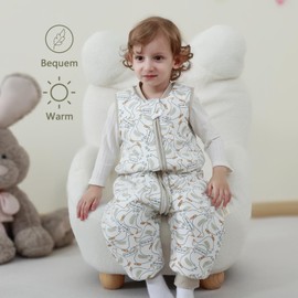 MIKAFEN Baby Sleeping Bag Winter with Feet, 2.5 Togs, 100% Cotton, Children's Winter Sleeping Bag for Boys and Girls, 90 cm, Height 95-105 cm, Duck