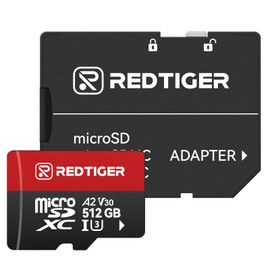 REDTIGER Tarjeta micro SD de alta velocidad con adaptador, 512 GB microSDXC UHS-I Clase 10, U3, V30 A2, compatible con cámaras de salpicadero y grabación de video 4K, compatible con F7NP-V07 y