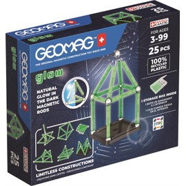 Geomag, Glow Recycled Magnetic Constructions with Glow Effect, Glow in the Dark Magnetic Sticks, 25 Piece Pack, 100% Recycled Plastic