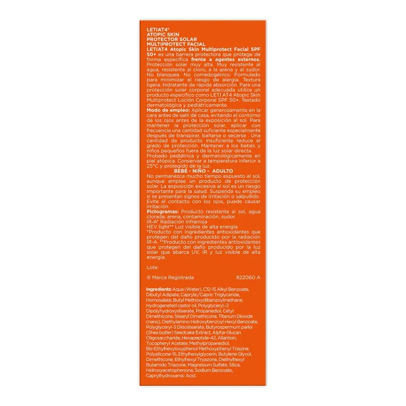 Crema Facial LETI MULTIPROTECT FPS 50 Hidratante Hipoalergénica 50mL