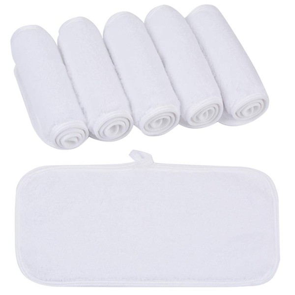 KinHwa Reusable Makeup Remover Cloths Soft Microfiber Face Cleansing Cloth Magically Remove Cosmetics Only with Water 6inch x 12inch 6 Pack White