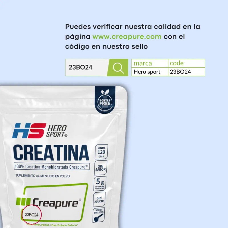 Hero Sport Creatina Monohidratada Creapure 1kg 100 Pura Solo Ingrediente