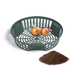 UPP Zwibu 2-in-1 Garden Sieve and Storage Box for Cleaning and Storing Turnabaga, Potatoes, Onions - Ideal as Organiser - Onion Sieve - Round Sieve 31 x 31 x 5.6 cm | Pack of 8