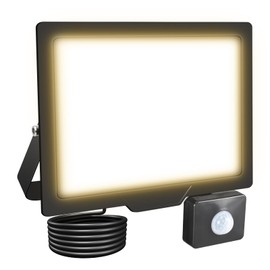 RIGIDON LED Spotlight with Motion Sensor 50 W 5000 LM Outdoor Spotlight with Motion Sensor 4000 K Warm White Waterproof Outdoor Floodlight Outdoor Lamp for Garden Garage Courtyards Sports Field Yard