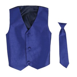 Vest and Clip On Boy Necktie set - ROYAL - 4/5