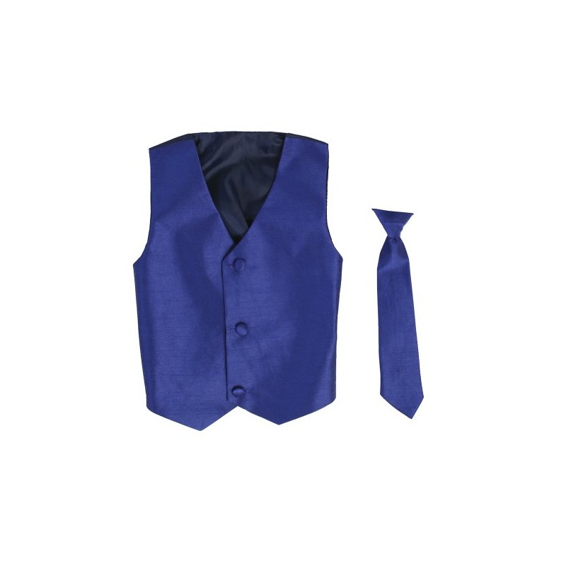 Vest and Clip On Boy Necktie set - ROYAL -