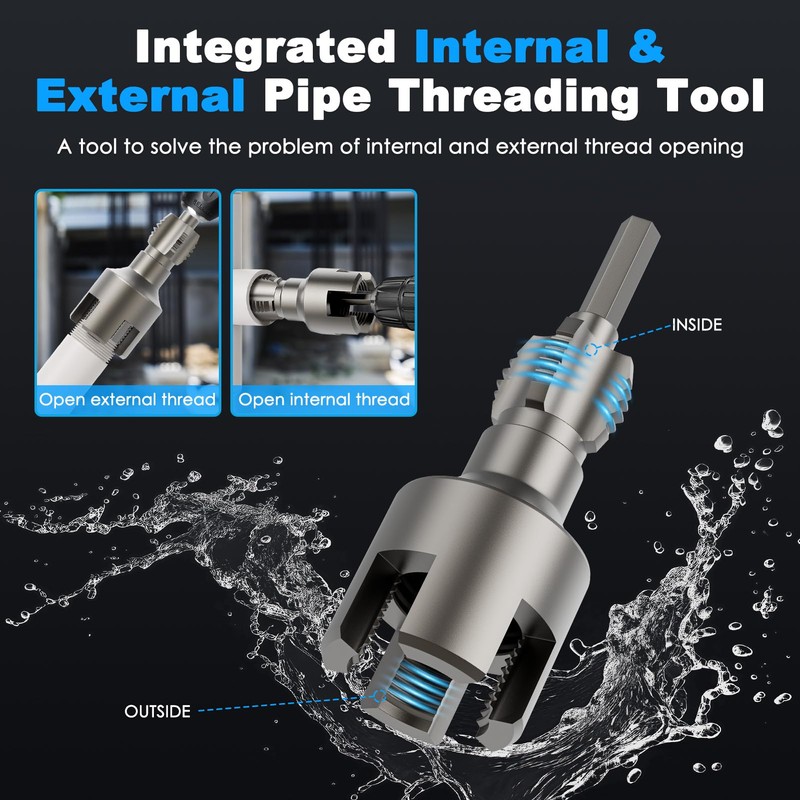 Integrated Internal & External Pipe Threading Tool, 2PCS, PVC Pipe