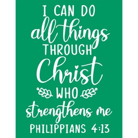 JAJADO I Can Christian Reusable Silk Screen Stencils Motivational Saying Inspirational Wood Burning Stencils Bible Religious Stencils for Crafts on T-Shirt/Wood/Glass/Wall DIY Office Home Decor