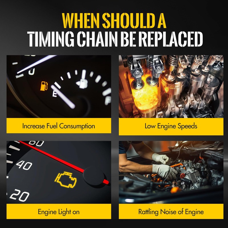 KUSATEC 9-4200SA Engine Timing Chain Kit w/Chain Tensioner Guide Rail