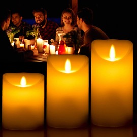 Velas Sin llama, velas eléctricas decorativas, Hasta 50 Horas de Luz, velas falsas operadas con pilas para decoraciones de festividades, celebración de temporada, decoración de Navidad y boda(3 piezas)