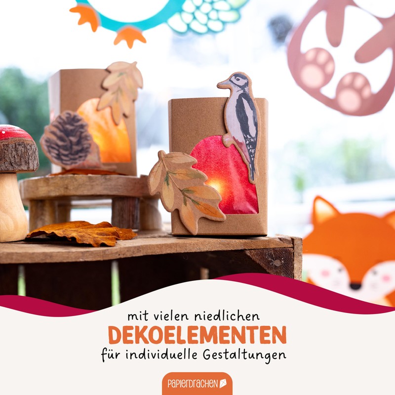 Papierdrachen Table Lights with Forest Animals - Pack of 8