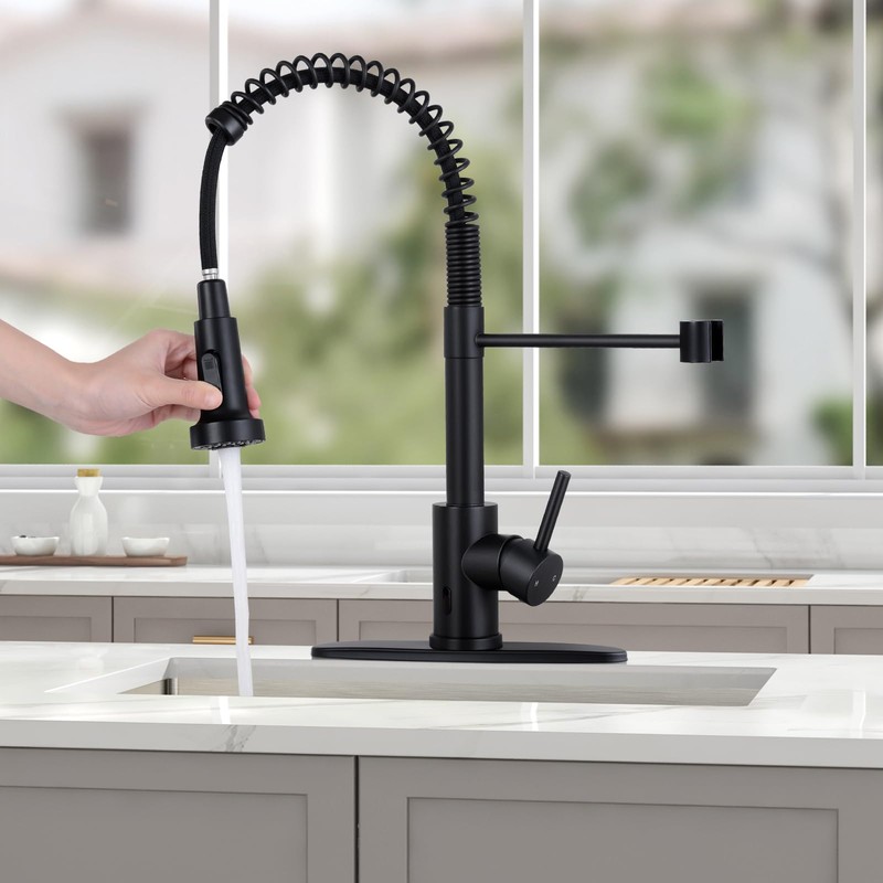 DJS Touchless Kitchen Faucets with Pull Down Sprayer Matte Black