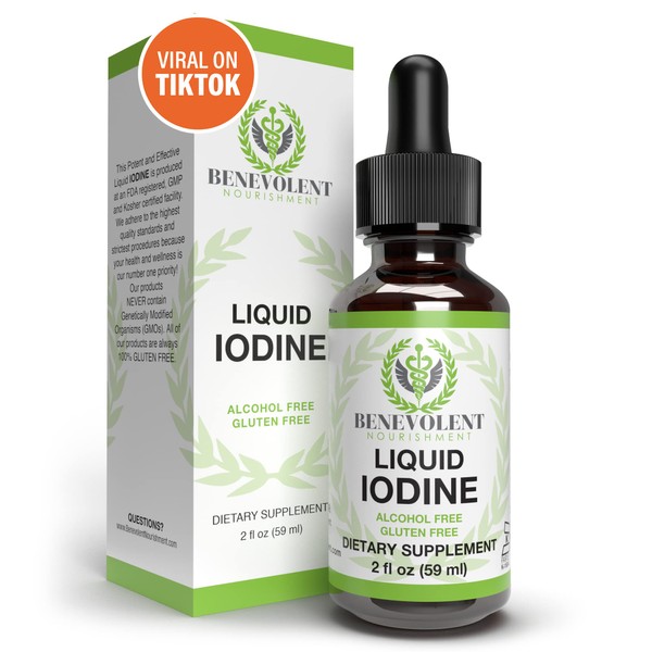 Liquid Iodine Potassium Drops - 1300 Servings | Large 2oz Bottle | Great Taste | 2X Absorption | Just One (1) Drop a Day for Fast Support - Potassium Iodide - Alcohol and Gluten Free