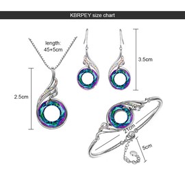 KBRPEY Peacock Jewellery Set Crystal Bracelet Necklace with Pendant and Earrings Fashion Jewellery Set Christmas Jewellery Gift Jewellery Peacock Women, 100% alloy