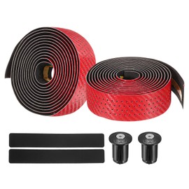PATIKIL PU EVA Bike Handlebar Tape, 1 Pair Soft Bicycle Bar Tape Anti-Slip One Size with End Plugs for Road Cycling Folding, Red