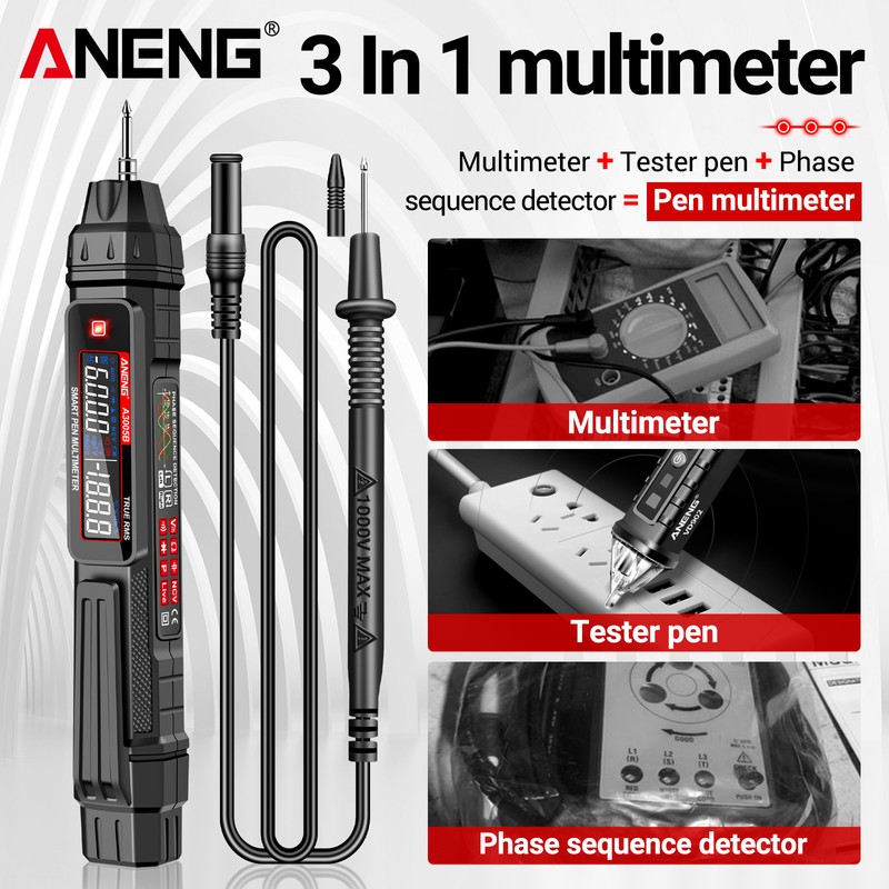 ANENG A3005A/B Digital Intelligent Professional Multimeter Sensor Pen Phase Sequence
