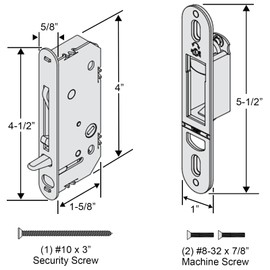 Andersen 2-Panel Sliding Patio Door Lock and Receiver Kit Replacement | Gliding Glass Door Reachout Locks from 1986 to Present