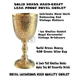 EXNOT Brass Vintage Chalice Goblet | 1x Royal Wine Cups of King Arthur - Renaissance Medieval Gifts for Communion, Christmas Pack of 1pc (Roman Chalice)