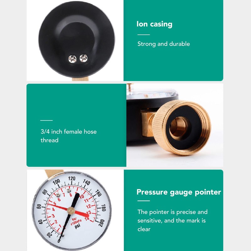 Haofy Water Pressure Gauge, Universal Water Pressure Gauge Iron and