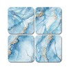4 x Square Blue Marble Effect Coasters - Agate Art