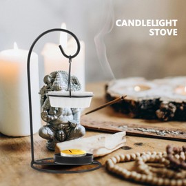 Cabilock Hanging Oil Burner with Candle Stand Tea Light Candle Holders Melting Home Fragrance Ceramic Essential Oil Burner with Metal Stand for Home Office