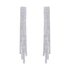 QUKE Chandelier Tassel Clip On Earrings Cubic Zirconia Crystal Long