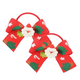 SAFIGLE 2pcs Christmas Bow Scrunchies Hair Ties for Soft Elastic Ponytail Hair Bands for Parties and Daily Wear