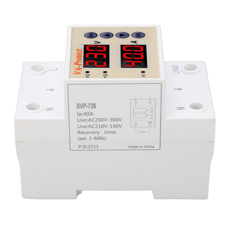 AC220V Over Under Voltage Protector Self Recovery Adjustable Home Leakage