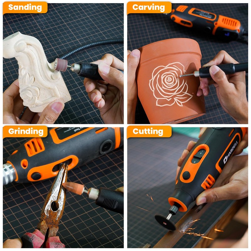 200W Corded Rotary Tool Kit with Fine Speed Control &