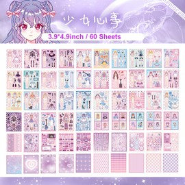 60 Sheets Scrapbook Stickers Cute Kawaii Make a Face and Dress Up Stickers for Girls Boys DIY Dress Up Arts and Craft Kit Scrapbooking Journaling Junk Journals Collage