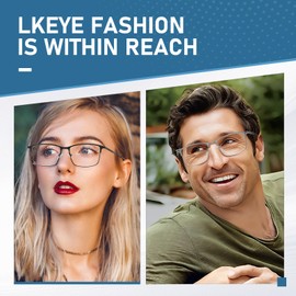 LKEYE Nearsighted Glasses Men Women Blue Light Metal Shortsighted Spring Hinge Distance Myopia Eyeglasses (NOT READING GLASSES) LK6072 Black -1.25 Strength