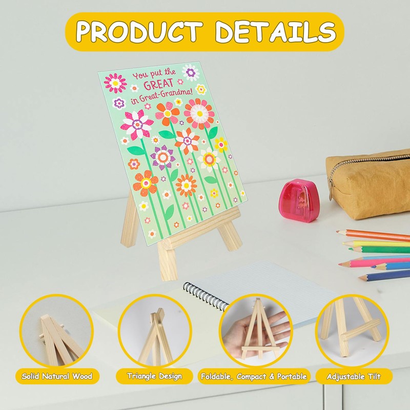 Pack of 8 Mini Easel, Picture Frame Display Easel, Wooden