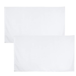 Pack of 2 Blank Flags Plain Pure White Banner 150 x 90 cm with 2 Brass Eyelets Polyester Fabric Canvas Flag