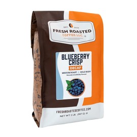 Fresh Roasted Coffee, Decaf Blueberry Crisp Flavored Coffee, 2 lb (32 oz), Medium Roast, Kosher, Whole Bean