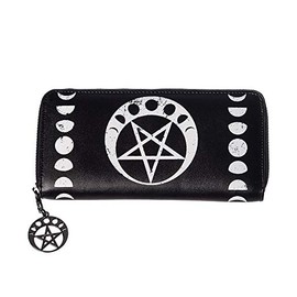 Banned Tanith Pentagram Moon Phases Wicca Occult Hexeri Wallet, black