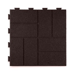 Playsafer Brick Rubber Interlocking Tiles | 16 X 16 | Easy Install for Indoor and Outdoor Use (Brown, 4 Tiles)