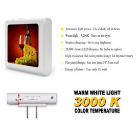 Plug in Dimmable LED Night Light with Dusk to Dawn Auto Sensor, Adjustable Brightness, Warm Light, Auto On-Off Nightlight for Bathroom, Hallway, Nursery, Bedrooms - White Wine with Red Background