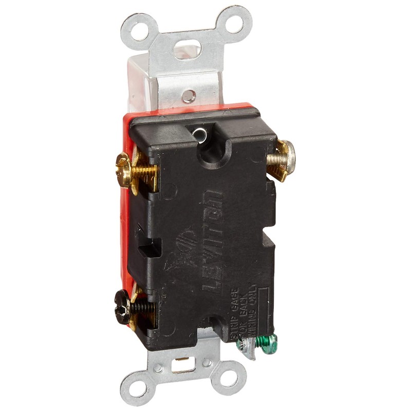 Leviton 1221-PLR 20-Amp, 120 Volt, Toggle Pilot Light, Illuminated On,