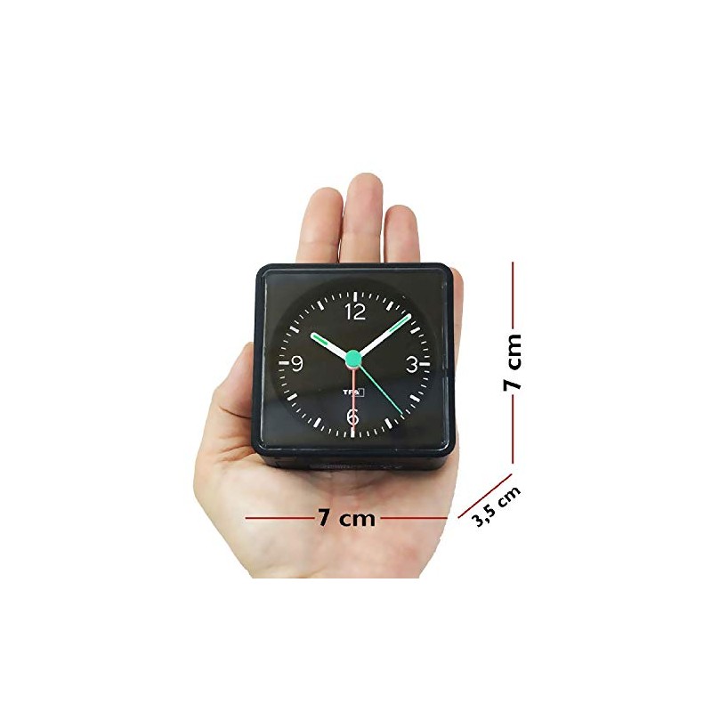 TFA 60.1013 Push Analogue Silent Alarm Clock - Sweep Movement