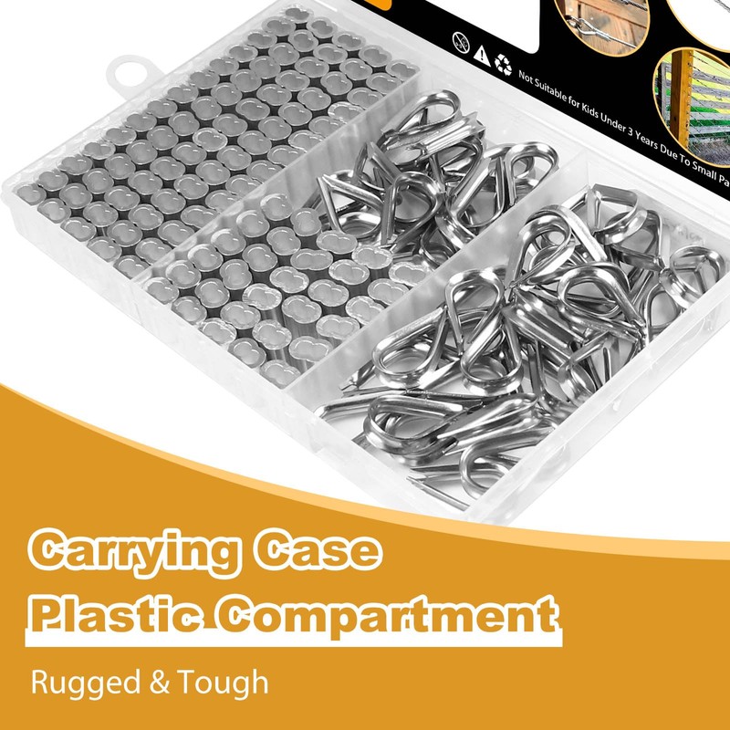 Yinpecly 100pcs 1/8" Wire Rope Aluminum Crimping Loop Sleeves and