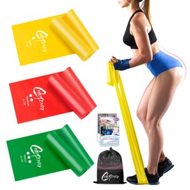 CHETING Fitness Bands Set of 3, 2 m Exercise Band with 3 Resistance Levels, Fitness Band with Carry Bag and Exercise Instructions (English language not guaranteed), Ideal for Yoga, Pilates, Strength