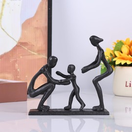 suruim Father Daughter Gifts - Dad and Daughter Statue, Father Daughter Love Sculpture Decoration for Fathers Day Wedding Christmas Memorial Gifts Stepdad Gift, Cast Iron Figurine Home Decor (C)