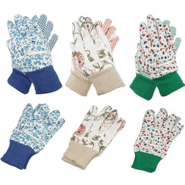 Yopay 6 Pairs Gardening Gloves for Women, Soft Jersey Garden Gloves, Rubbuer Dots Cotton Working Gloves for Men, Planting, Seeding, Fishing, Restoration Work, 3 Colors