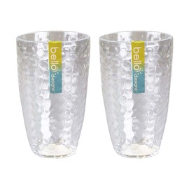 "Bello" Set of 2 Tall Clear Re-usable Plastic Tumbler Ideal for Picnics, BBQs & Parties