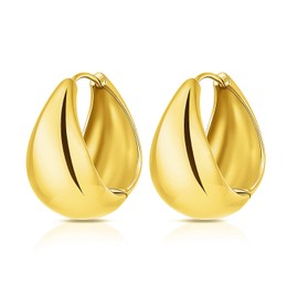 HUGE TOMATO Chunky Gold Hoop Earrings 18K Gold Plated Hoop Earrings Chunky Huggie Earrings for Women, Minimalist Jewelry Gift