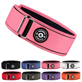 DNDL Self-Locking Weightlifting Belt, 4-Inch, Nylon, Metal Buckle (Pink, Small)