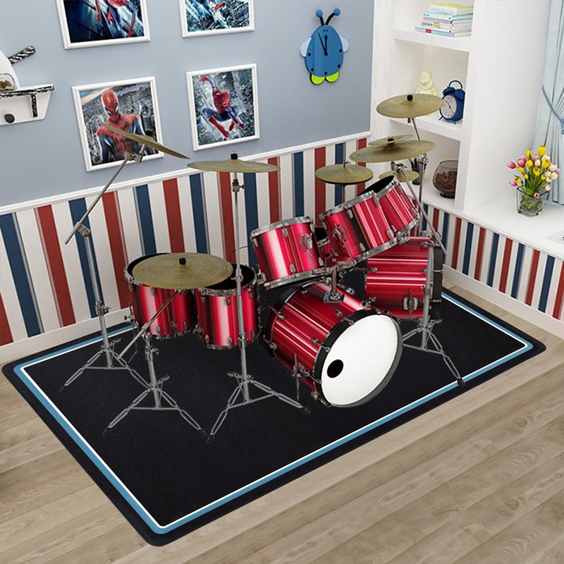 Drum Rug, 4 x 5 Ft Drum Mat with Non-Slip