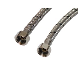 Aumix x2 (Pair) ½” x ½” inch BSP 9mm Bore 500mm Flexible Braided Pipe Kitchen Basin Monobloc Mixer Tap Connector Hose WRAS Approved